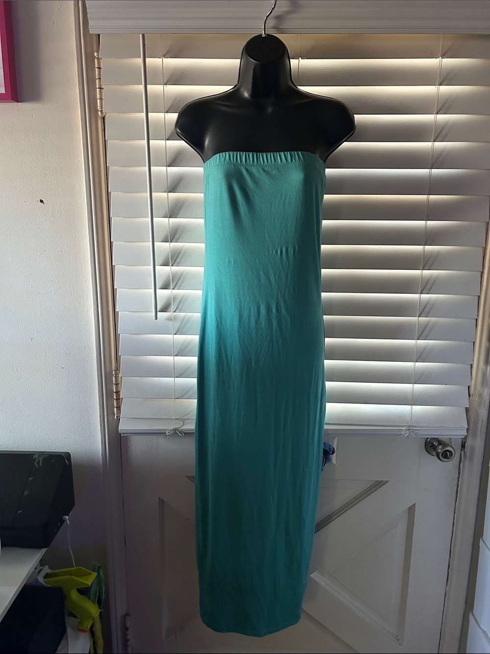 Almost Famous Strapless Teal Maxi Dress
